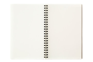 Empty open notebook on background