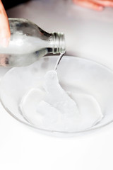 Cold water turn to ice in cold glass plate