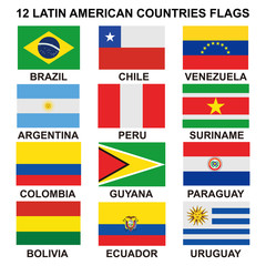 flags of country on the latin america icon vector design symbol