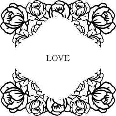 Template of card love, with motif of rose flower frame blossom very beautiful. Vector