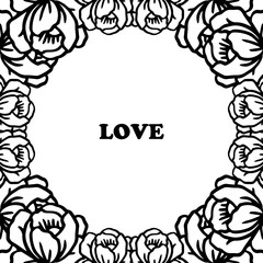 Concept template card of love, with abstract rose wreath frame. Vector