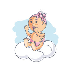 cute baby girl with cloud