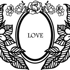 Decorative of love letter with border pattern of wreath frame blooms. Vector