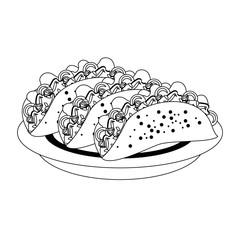 mexico culture and foods cartoons in black and white