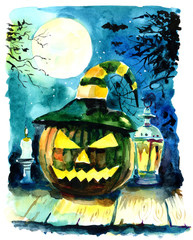 Watercolor drawing for Halloween.