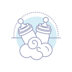 cute bottles milk baby with cloud