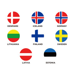 Fototapeta premium northern europe flags countries icon set vector design symbol