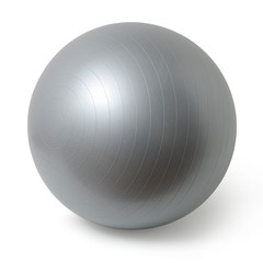 Close up of an silver fitness ball isolated on white background