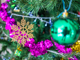 Christmas tree is decorate with small box gift, Christmas festival