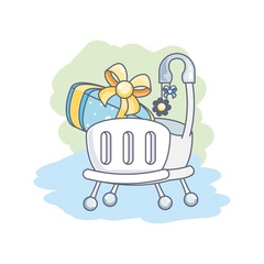 cute baby crib with gift box present