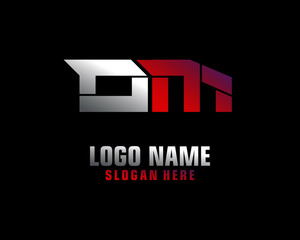 OM Initial letter logo template vector - obrazy, fototapety, plakaty