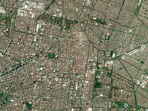 High resolution Satellite image of Mexico City, Mexico (Isolated imagery of Mexico. Elements of this image furnished by NASA)