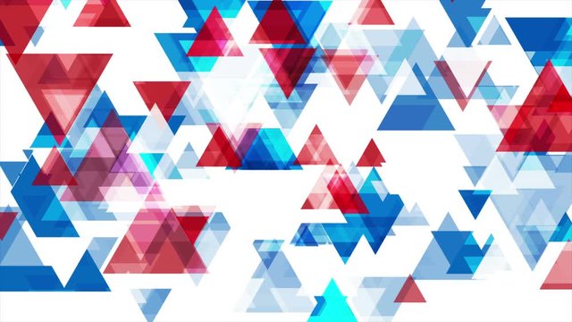 Abstract bright tech geometric motion design with blue and red triangles. Futuristic polygonal background. Video animation Ultra HD 4K 3840x2160