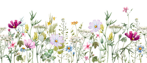 Watercolor floral pattern - obrazy, fototapety, plakaty
