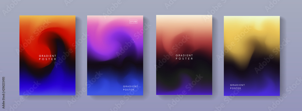 Poster set of modern colorful gradient background. trendy abstract poster liquid design. a4 size fluid back