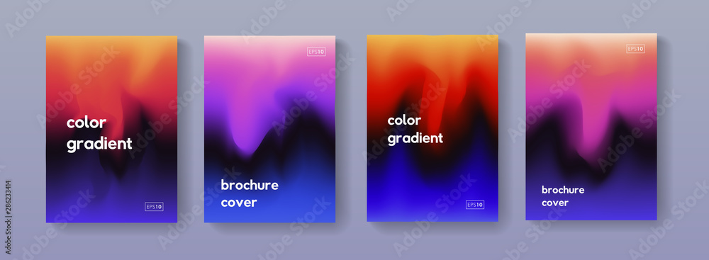 Poster set of modern colorful gradient background. trendy abstract poster liquid design. a4 size fluid back