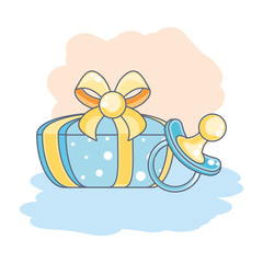 cute pacifier baby with gift box present