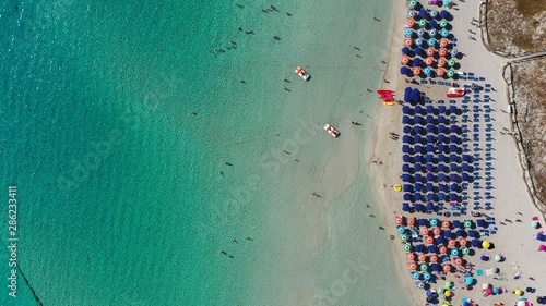 Stunning Aerial View Of Pelosa Beach Spiaggia Della Pelosa