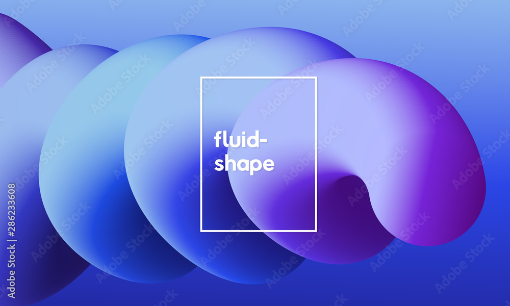 Poster Abstract background with 3d fluid shape. Futuristic web page backdrop vector design.
