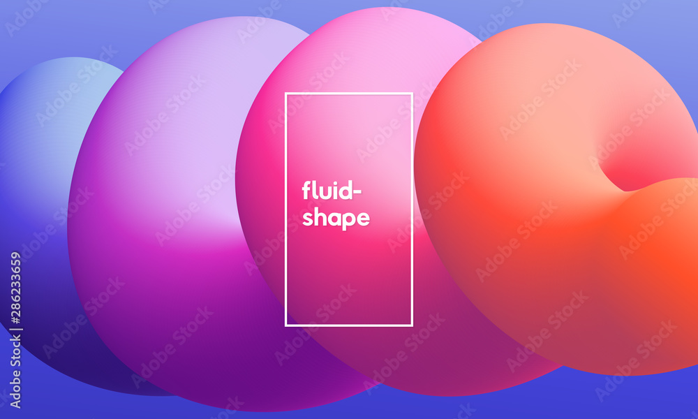 Poster abstract 3d fluid shape vector backdrop. trendy colorful modern background. futuristic wallpaper.