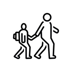 Black line icon for accompany 