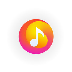 Abstract music circle gradient icon. Modern note sign.