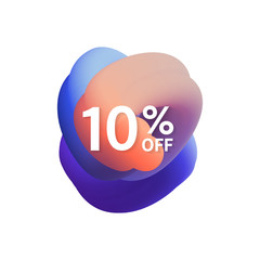 10% off special sale discount banner. Abstract fluid shape with promotion offer.