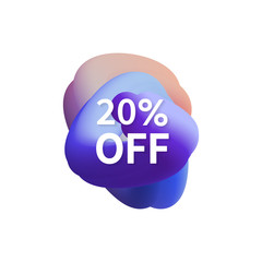 20% off special sale discount banner. Abstract fluid shape with promotion offer.