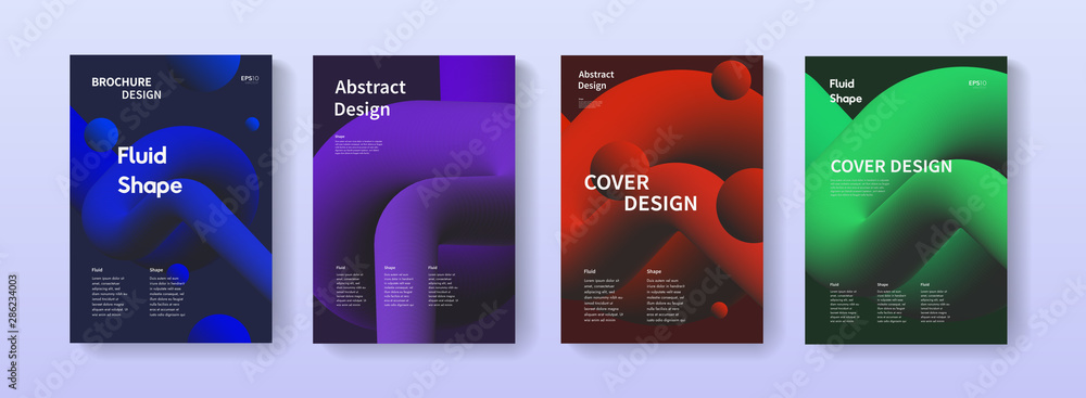 Leinwandbilder dynamic posters set with liquid fluid shapes. a4 size abstract gradient background illustrations for