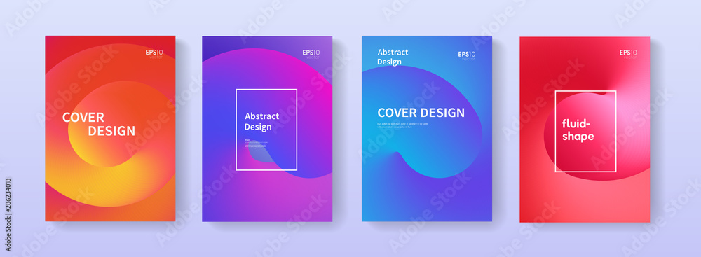 Poster abstract bright colorful gradient posters set with fluid shapes.