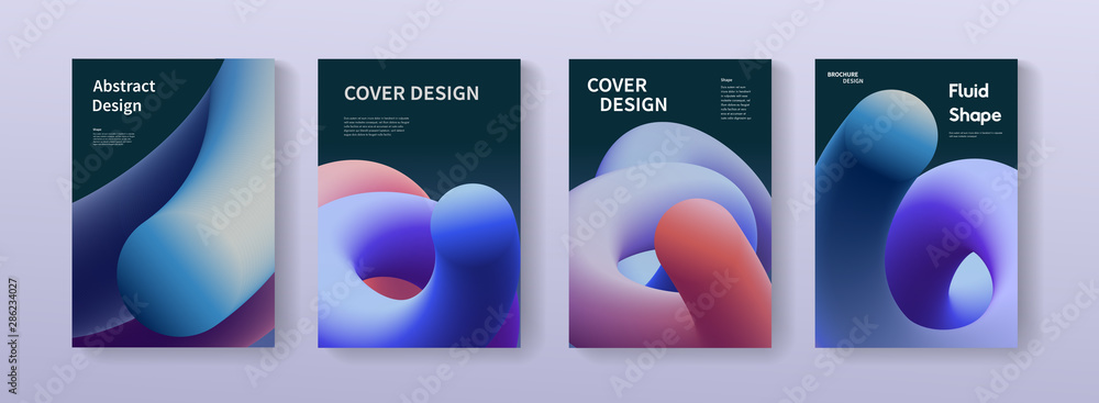 Poster abstract poster bundle with fluid shapes . a4 size gradient background illustrations for brochure, b
