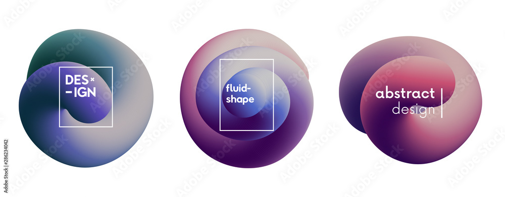 Poster Abstract fluid shape elements bundle. Colorful gradient elements.