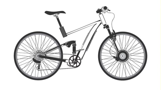 Basic animation of a suspension bike with pedals and wheels rotating.