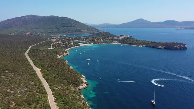 Porto Conte Regional Natural Park, Sardinia, Italy. View over Porto Conte Regional Natural Park and Pischina Salida in Sardinia, Italy. Cliffs in Sardinia in the Porto Conte Regional Natural Park