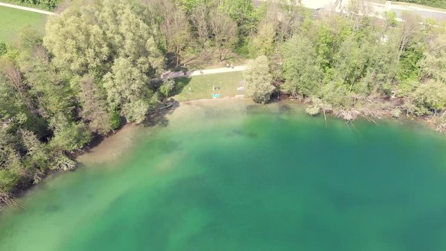 Lake Feringasee in Munich Germany with a drone made in 4k 30fps