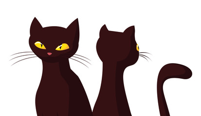 black cats happy halloween celebration design