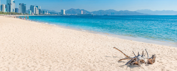  Scenic beautiful view of Nha Trang beach. Panorama