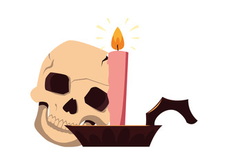 skull and candle happy halloween celebration