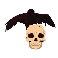 skull and raven happy halloween celebration