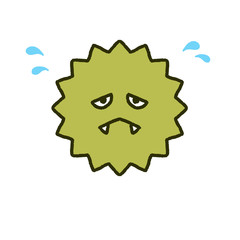 弱ったウイルス　手描き風　イラスト