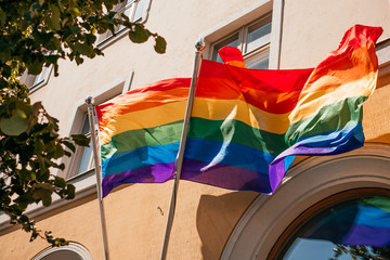 LGBT flag over the building
