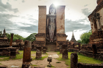 Wat mahathat buddha statues at Wat Mahathat ancient capital of Sukhothai