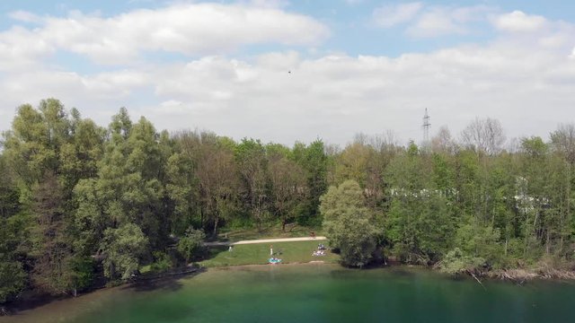 Lake Feringasee in Munich Germany with a drone made in 4k 30fps