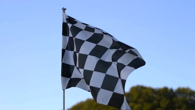 Racing Flag In Slow Motion
