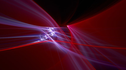 Abstract violet and red background element on black. Fractal graphics 3d Illustration. Three-dimensional composition of glowing lines and motion blur traces. Movement and innovation concept.