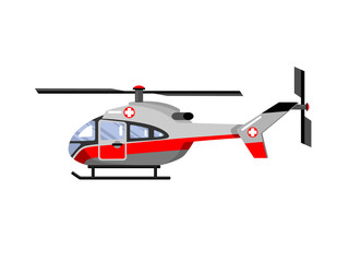 helicopter ambulance and emergency resuscitation. Colorful design, isolated vector illustration