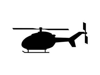 helicopter, black silhouette, isolated vector illustration