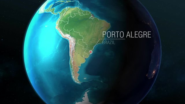 Brazil - Porto Alegre - Zooming from space to earth