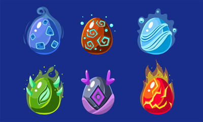 Colorful Glossy Shapes Set, Interface Assets for Mobile App or Video Game Vector Illustration