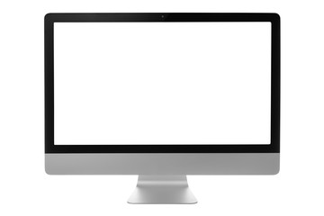 Computer monitor with black screen isolated on white background with clipping path - obrazy, fototapety, plakaty